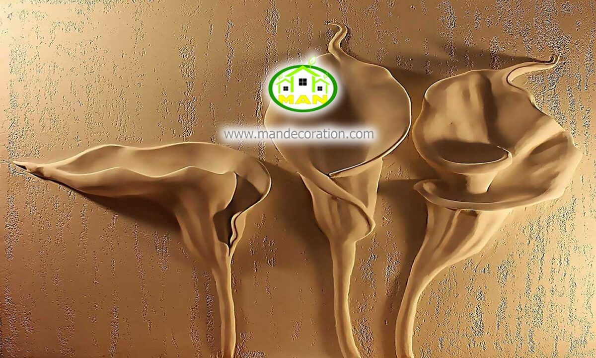 پوستردیواری گچبری گلهای خاکی رنگ 5255