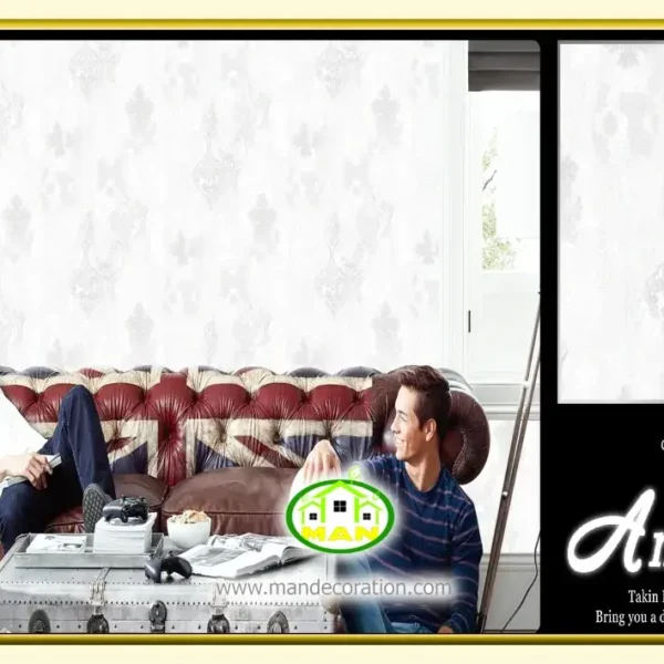 کاغذ دیواری آنجل مدرن داماسک طوسی کد:9962