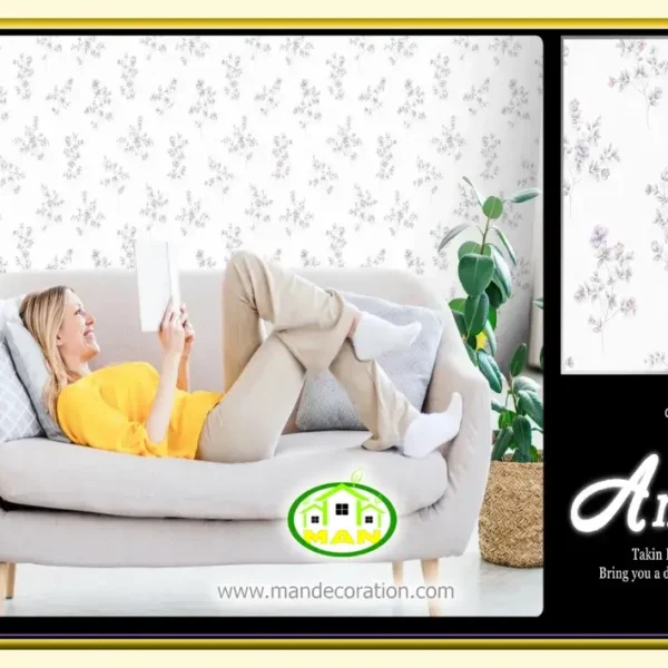 کاغذ دیواری آنجل گلدار بنفش کد:9994